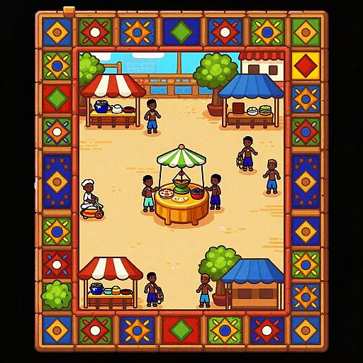 Joyful Haitian Market 2D Sprite Sheet