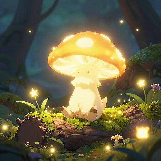 Glowing Mushroom Pokemon in Enchanted Forest