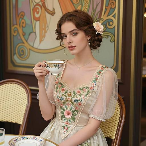 Elegance in a Parisian Café Scene