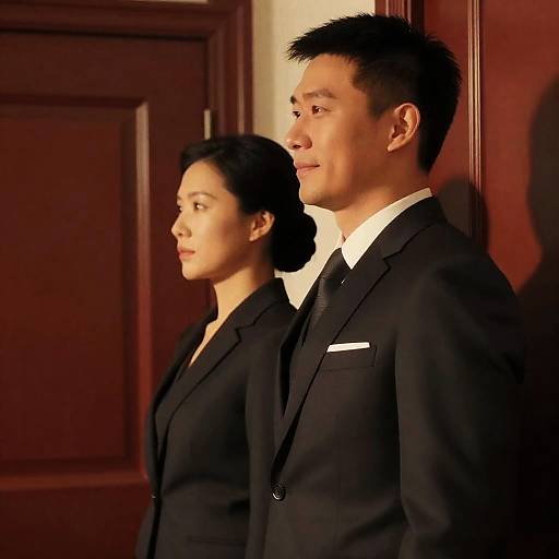 Elegant Asian Couple in Dim Lighting