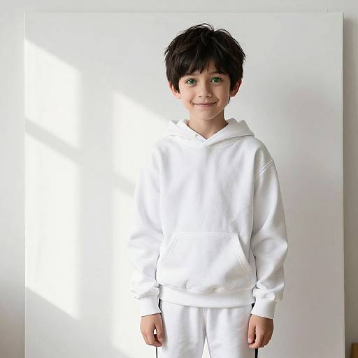 Confident Boy in White Tracksuit
