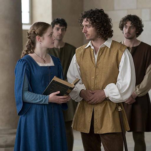 Medieval Scene with Young Woman and Man