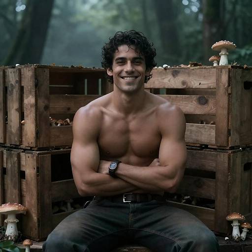 Muscular Man in Forest Setting