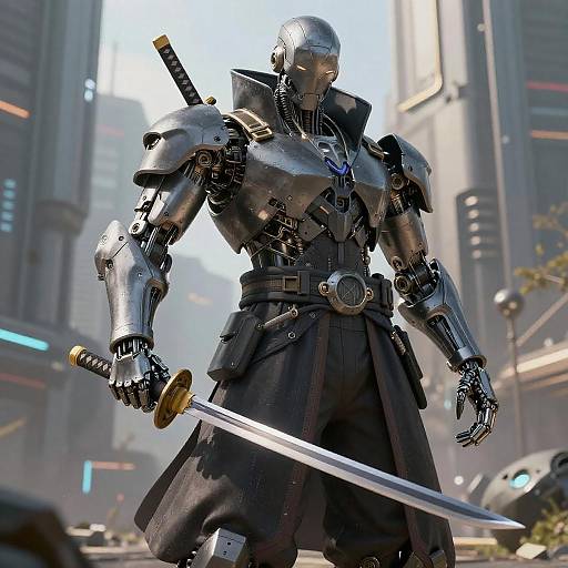 Cyberpunk Ronin Android in Exosuit