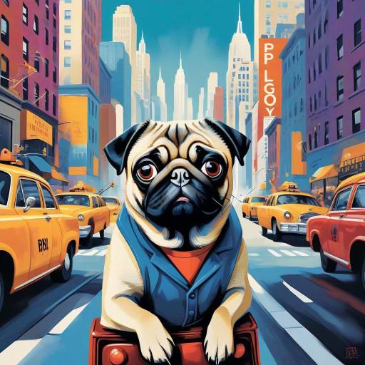Playful Pug in New York City Art
