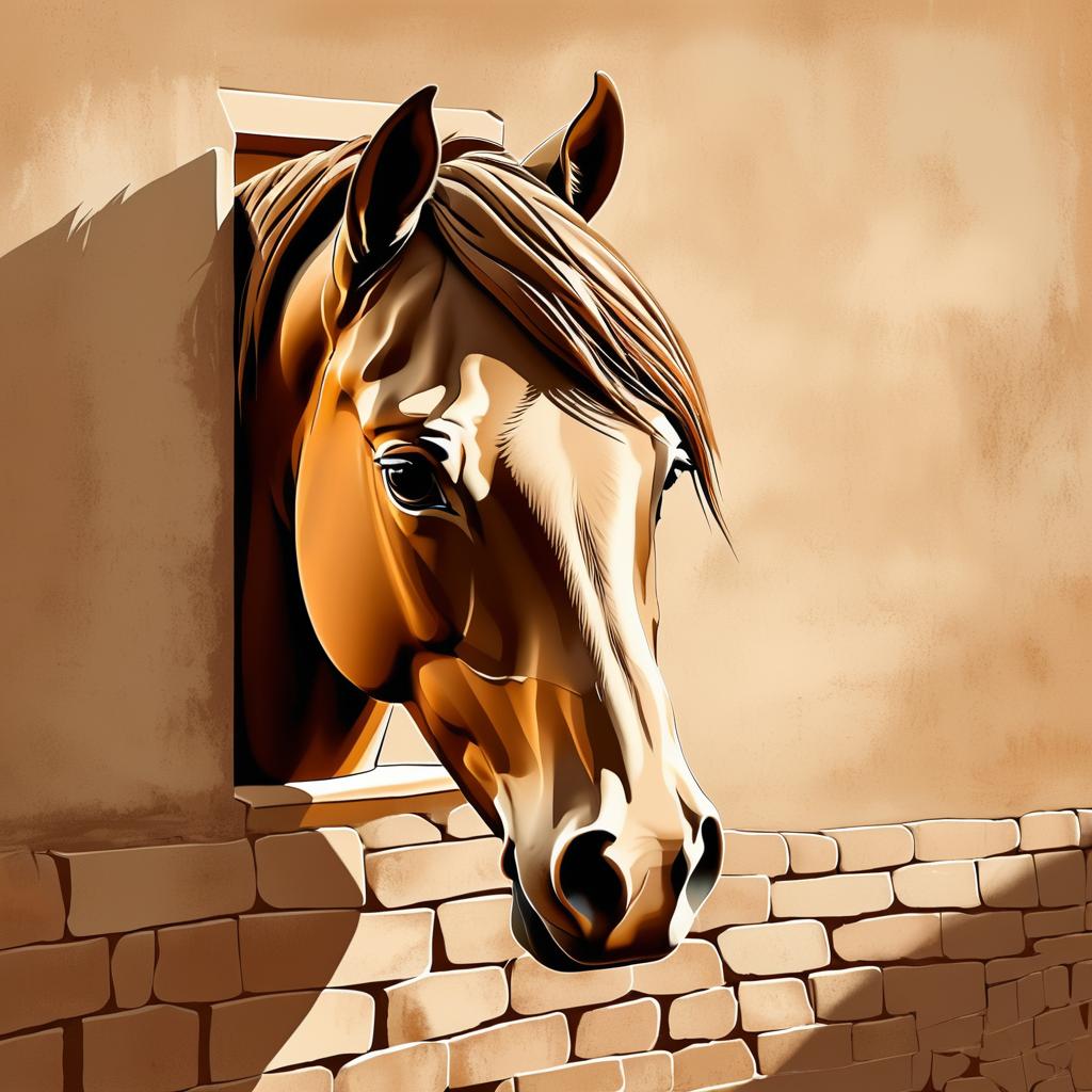 Serene Horse in Warm Sepia Tones