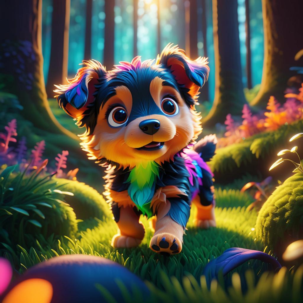 Playful Puppy in Enchanted Forest