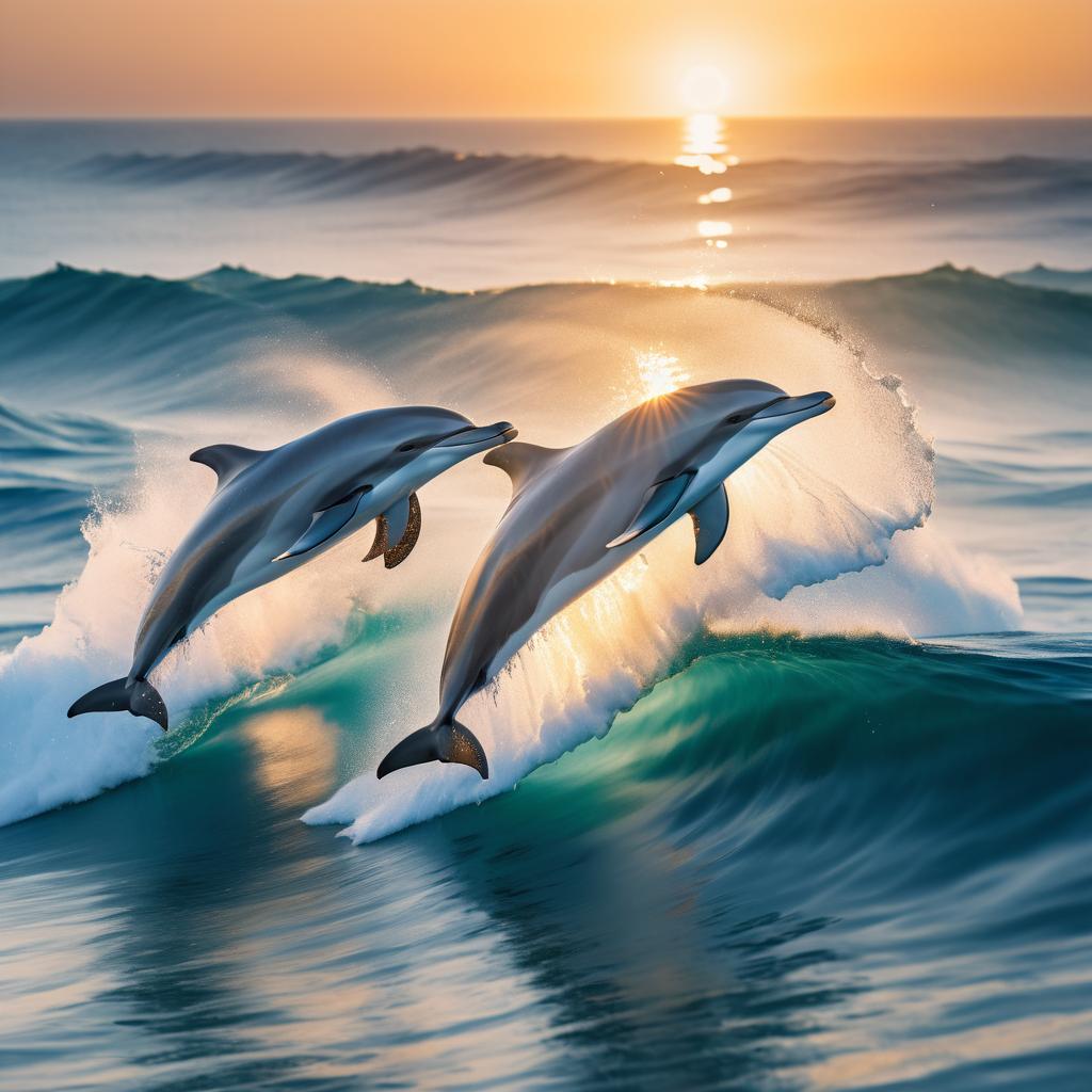 Cinematic Close-Up of Leaping Dolphins