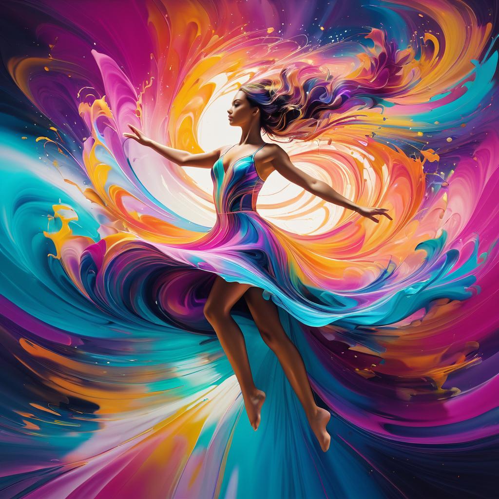 Graceful Dancer in Explosive Color Art