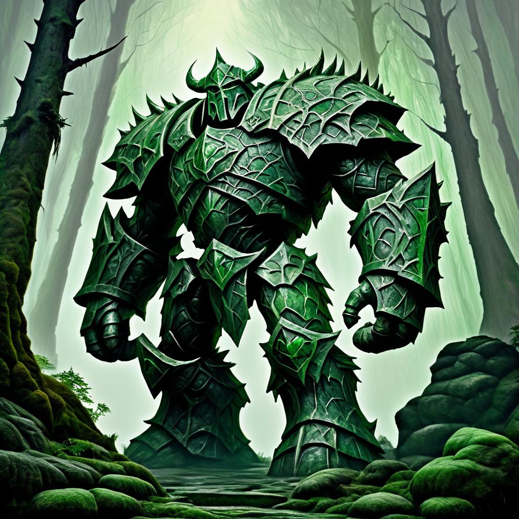 Mysterious Stone Golem in Fantasy Forest