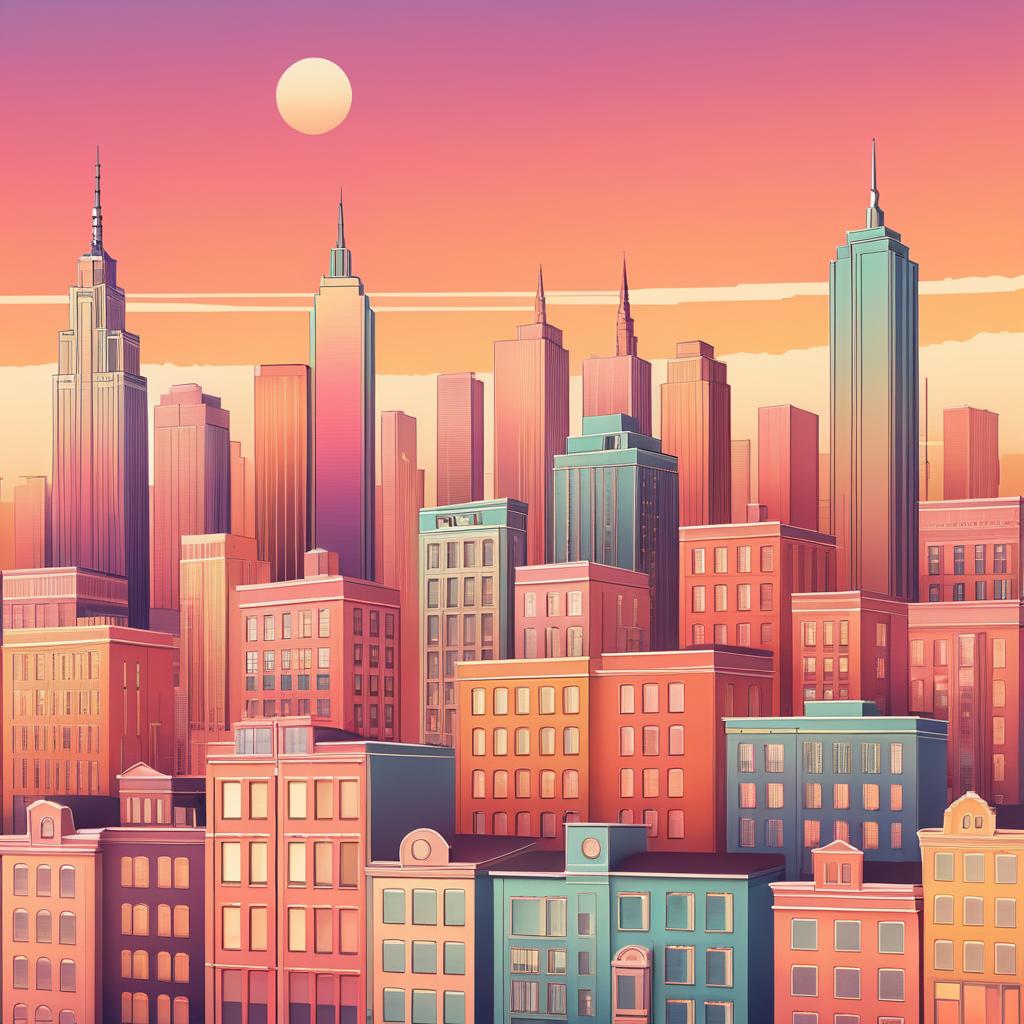 Vintage Hand-Drawn City Skyline Art