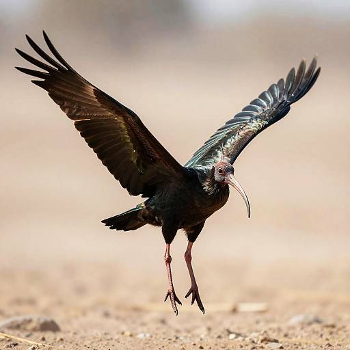 Bald Ibis in Mid-Flight