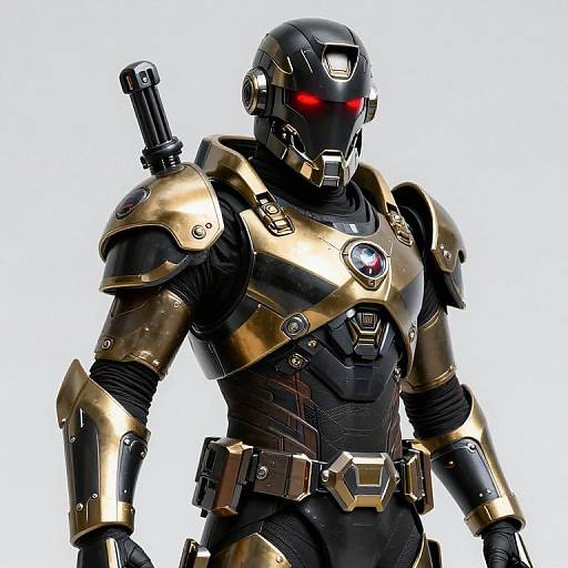 Futuristic Soldier in Ornate Armor
