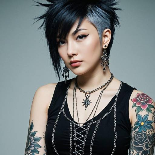 Gothic Punk Cosplay with Floral Tattoo