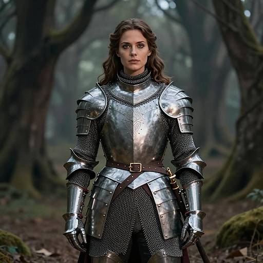 Excalibur-Inspired Heroine in Enchanted Forest