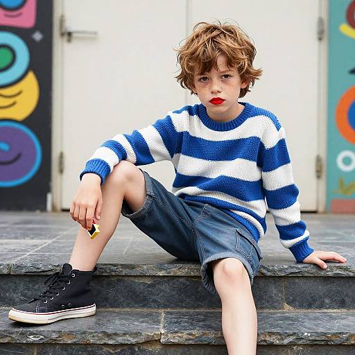 Young Boy at Colorful Street Festival