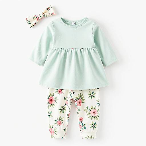 Mint Green Floral Baby Outfit