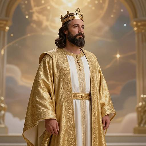 Regal Bearded Man in Golden Robes