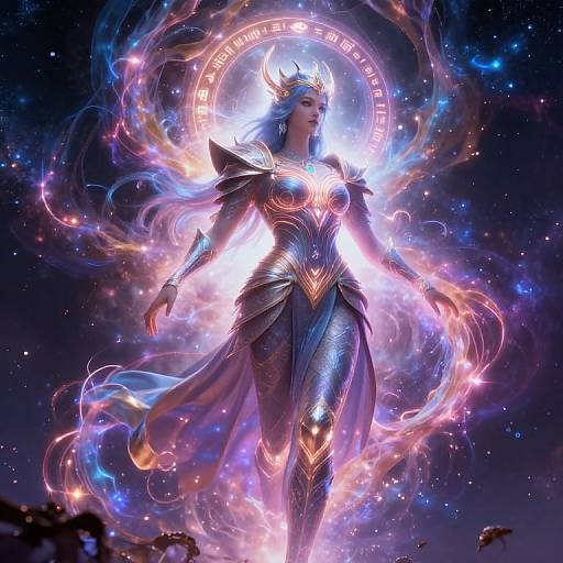 Ethereal Cosmic Warrior in Nebula