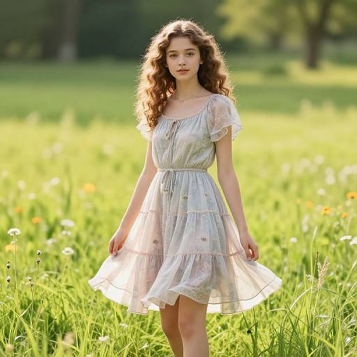Teen Girl in Sunlit Meadow