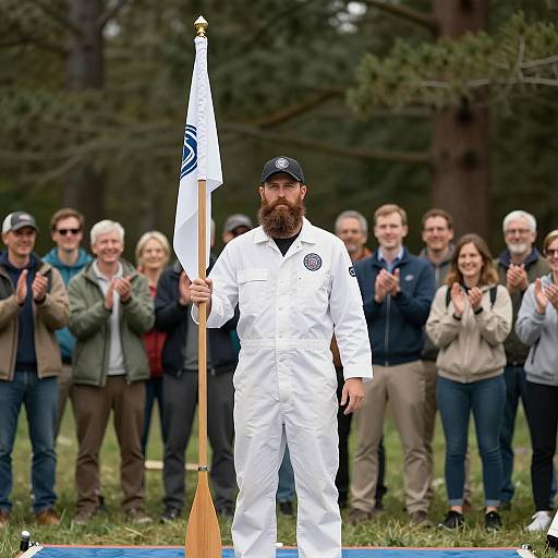 Bearded Man in Jumpsuit at Applause