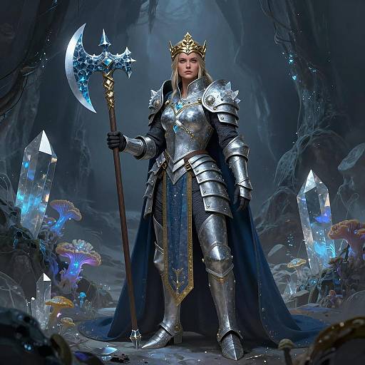 Regal Dwarven Queen-Warrior in Crystal Cavern