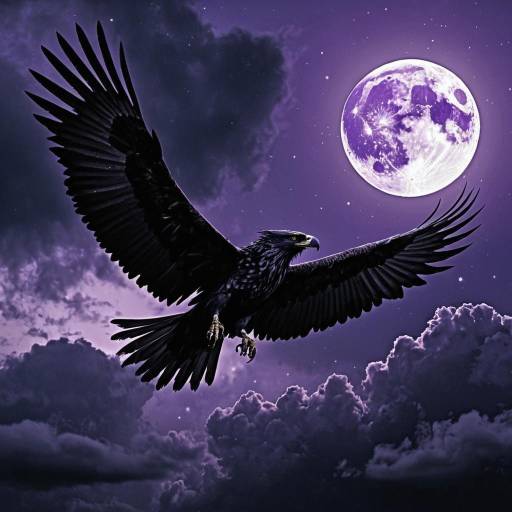 Harpy Flying at Violet Twilight Moon Harpy Flying at Violet Twilight Moon