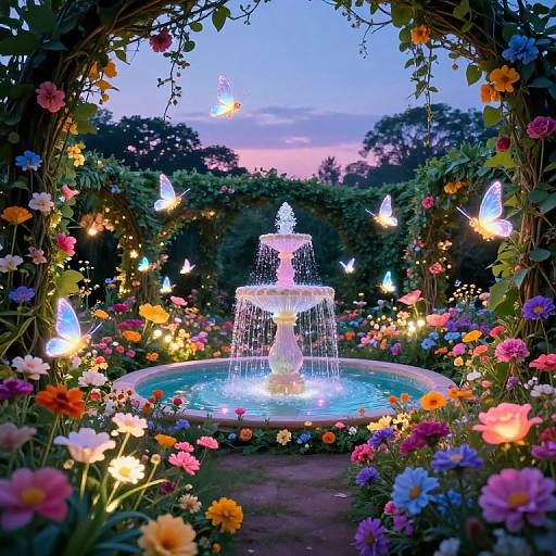 Enchanted Garden with Luminous Fairies