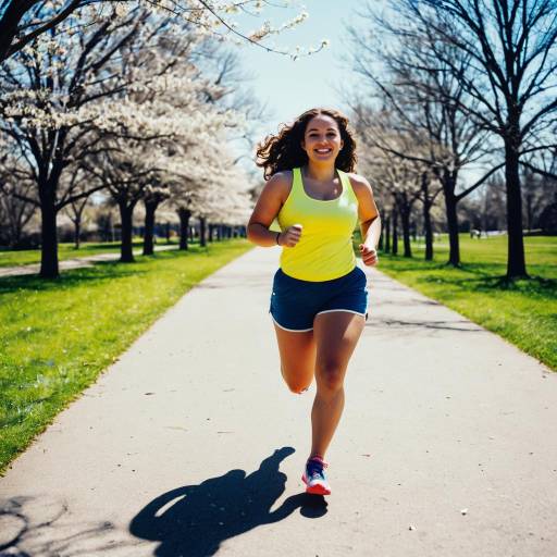 Happy Teen Girl Running Outdoors in Spring