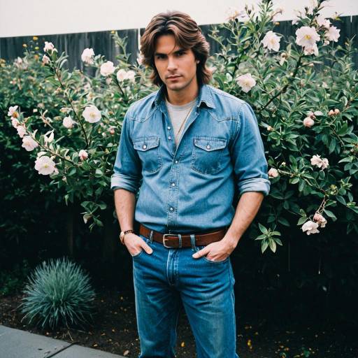 Man in Casual Denim Outfit Outdoors