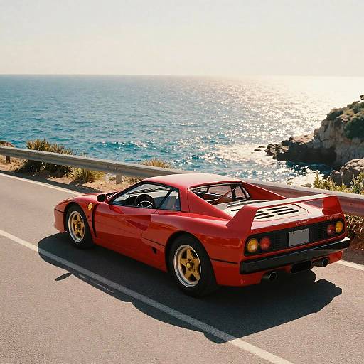 80s Red Ferrari on Coastal Cliff