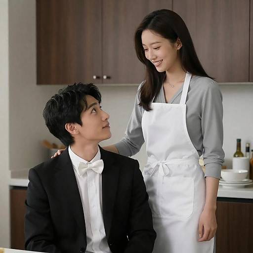 Elegant Kitchen Scene with Couple