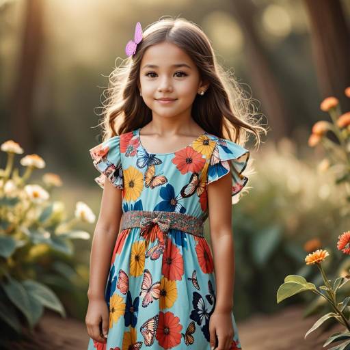Young Girl in Floral Sundress Outdoors