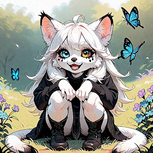 Furry Character with Heterochromia Outdoors