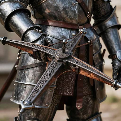 Intricate Medieval Hand Crossbow Close-Up