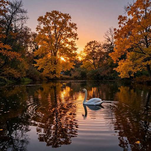 Impressionistic Autumn Pond Sunset