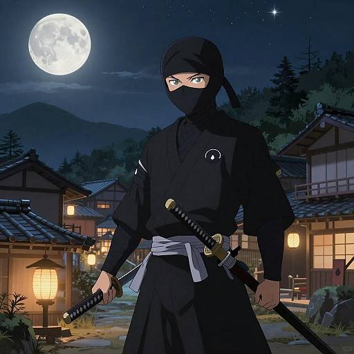 Ninja in Traditional Japanese Village