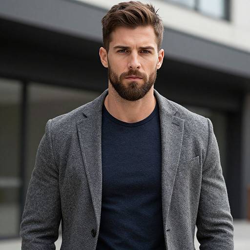 Bearded Male Model in Urban Fashion