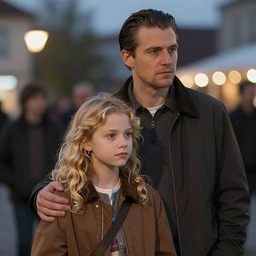 Calm Evening Scene with Father and Daughter