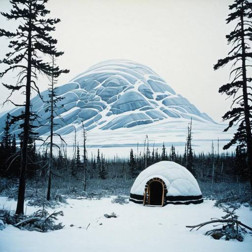 Arctic Tundra Igloo with Snowy Mountain