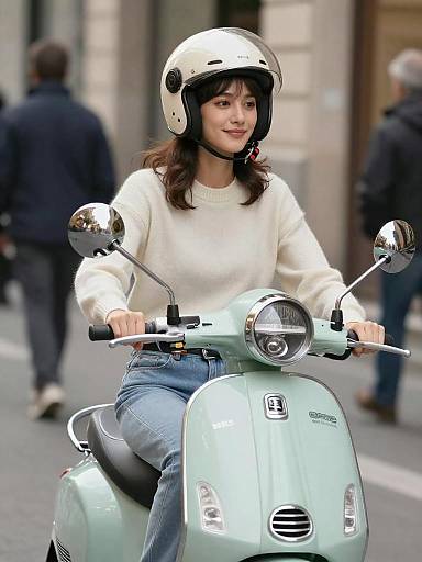 Italian Woman on Mint Green Scooter