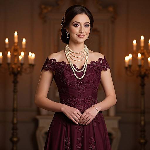 Elegant Woman in Maroon Gown