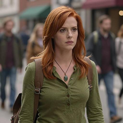 Serious Woman Walking on Urban Street