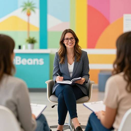 Smiling Female Therapist in Group Therapy