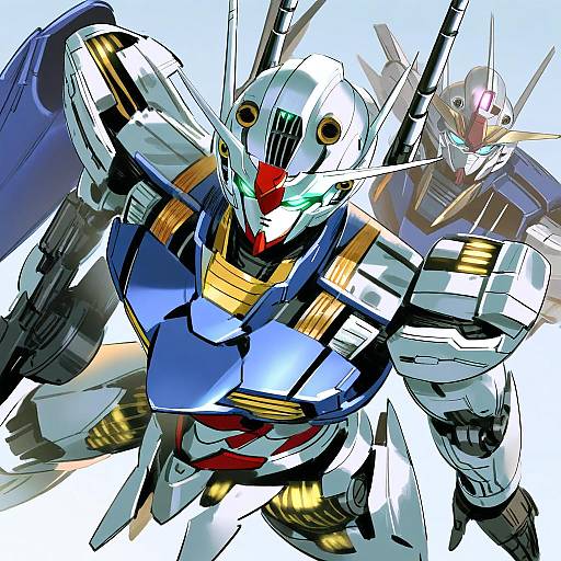 Illustration of Gundam aerial, gundam in the style of Ruukii drift