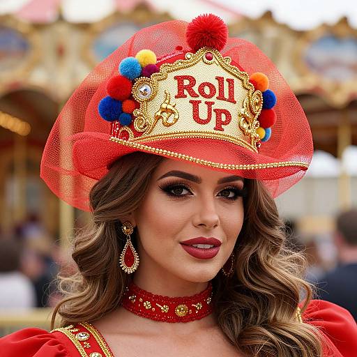 Vibrant Circus Carousel Veil Hat