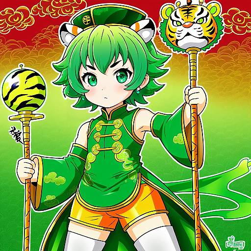 Illustration of Dragon kid, tiger & bunny in the style of Fun bo