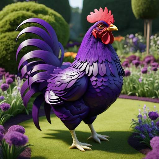 Royal Cartoon Chicken in Garden Royal Cartoon Chicken in Garden