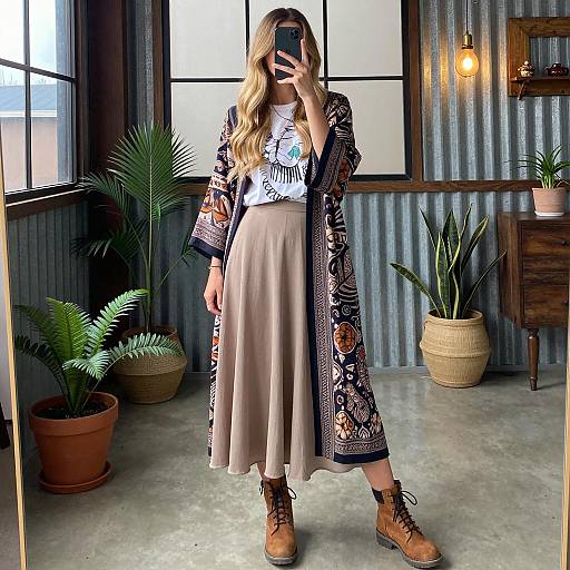 Bohemian Indoor Woman with Rustic Decor