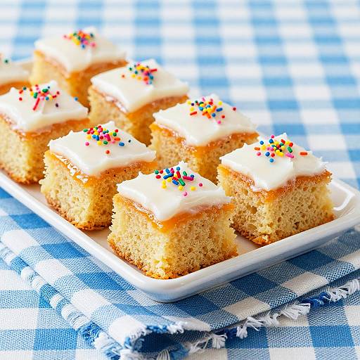 Vibrant Orange Square Cakes on Plate
